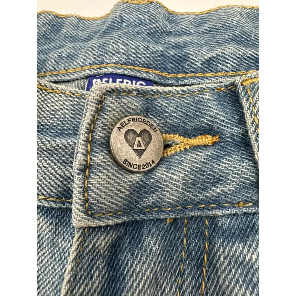 Aelfric Eden Rhinestone Application Jorts Rhinestones Sz 26 Relaxed Fit Denim